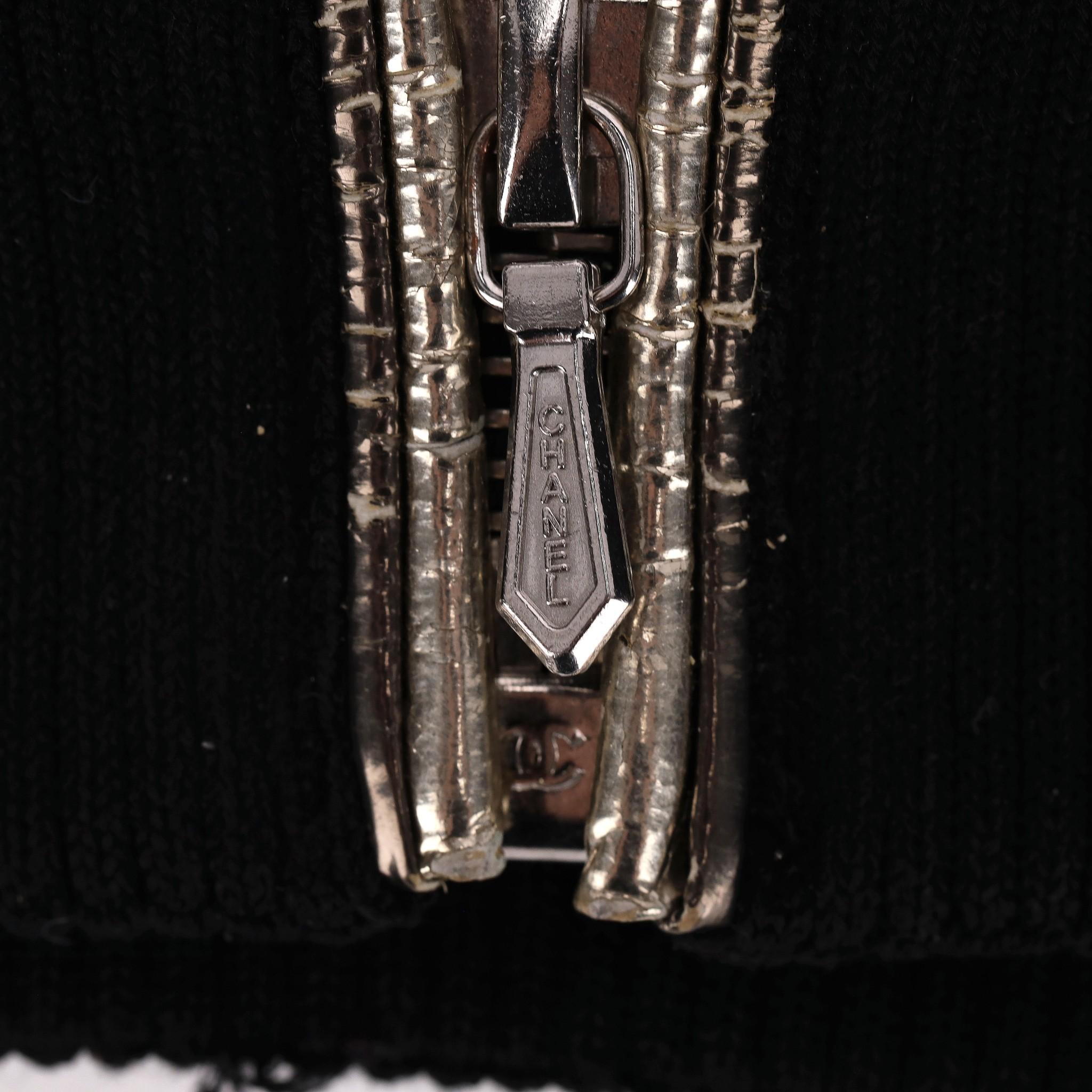 Chanel Leather Bomber Jacket With Pearl Buttons For Sale 2