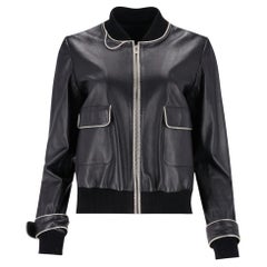 Chanel Leather Bomber Jacket With Pearl Buttons