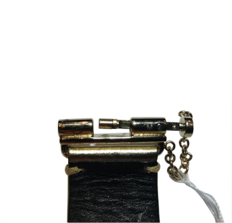 Women's Chanel Leather Bracelet Bangle Logo Gold For Sale