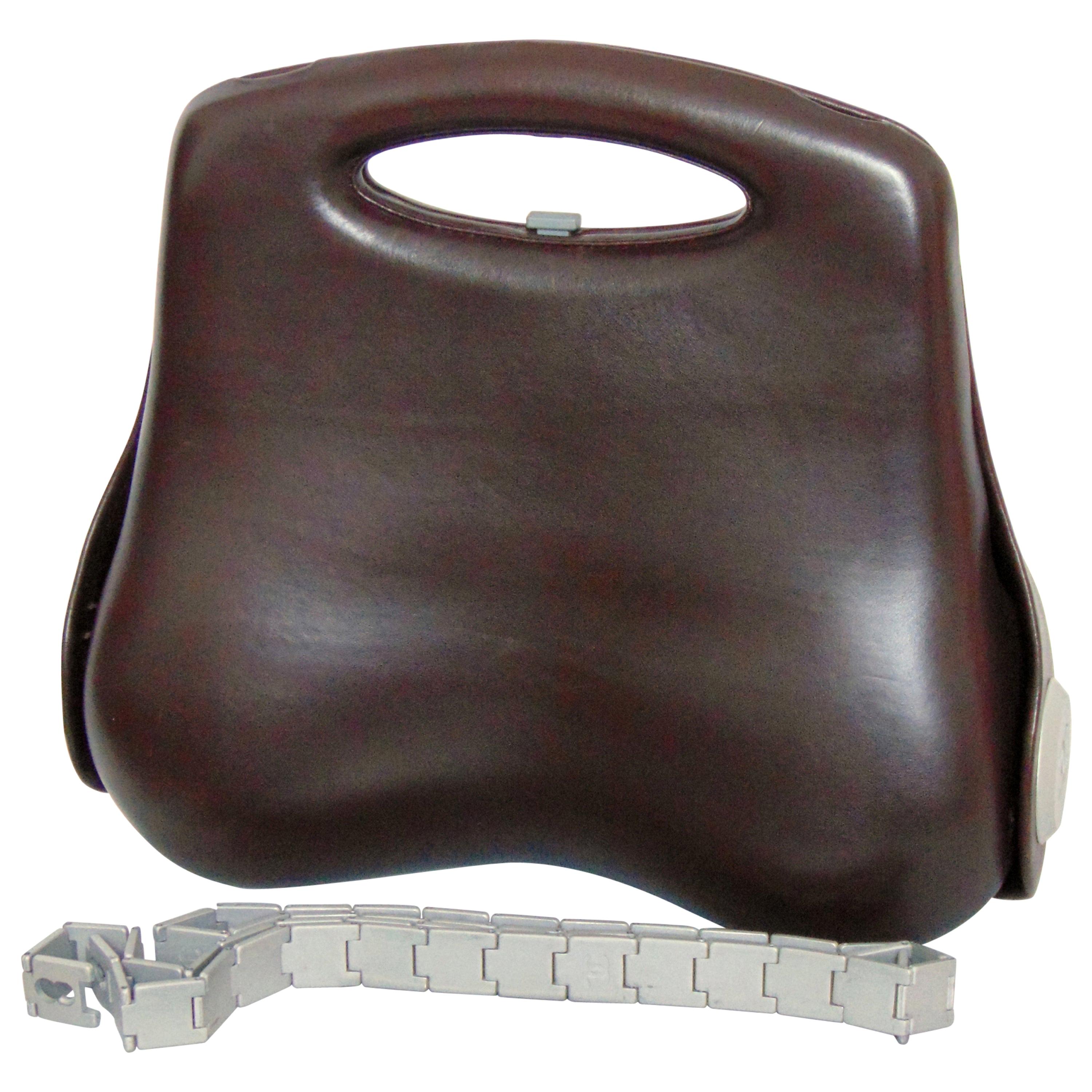 Chanel Chanel Butt Dark Brown Leather Hard Case Hand Bag - 2005