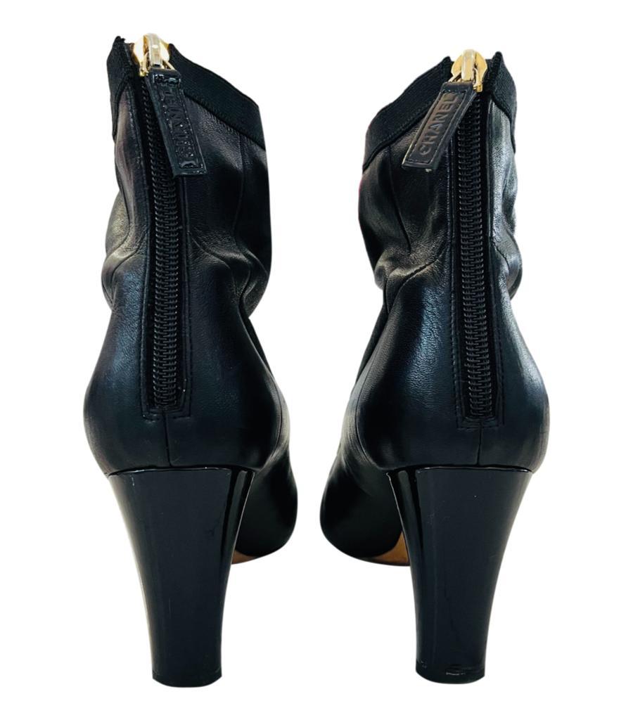 Women's Chanel Leather 'CC' Logo Cap Toe Ankle Boots