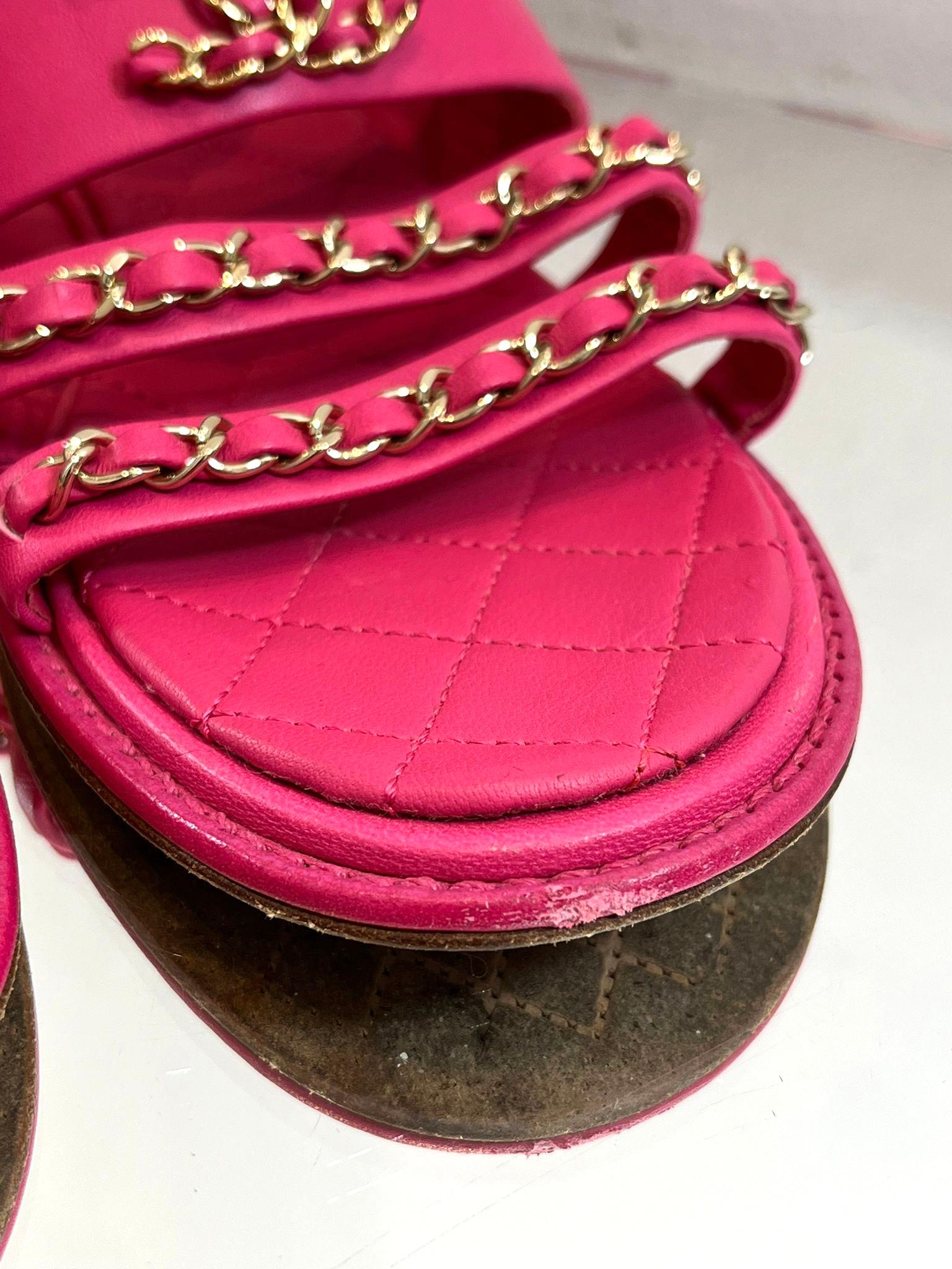 Chanel Leather & Chain 'CC' Logo Sandals 4