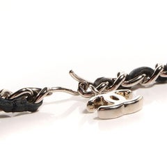 Chanel Leather Chain Logo Belt Black & Silver