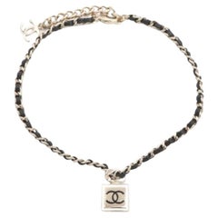 CHANEL Leather & Enamel CC Statement Collar Necklace
