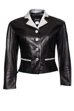 Chanel, leather jacket with silver collar