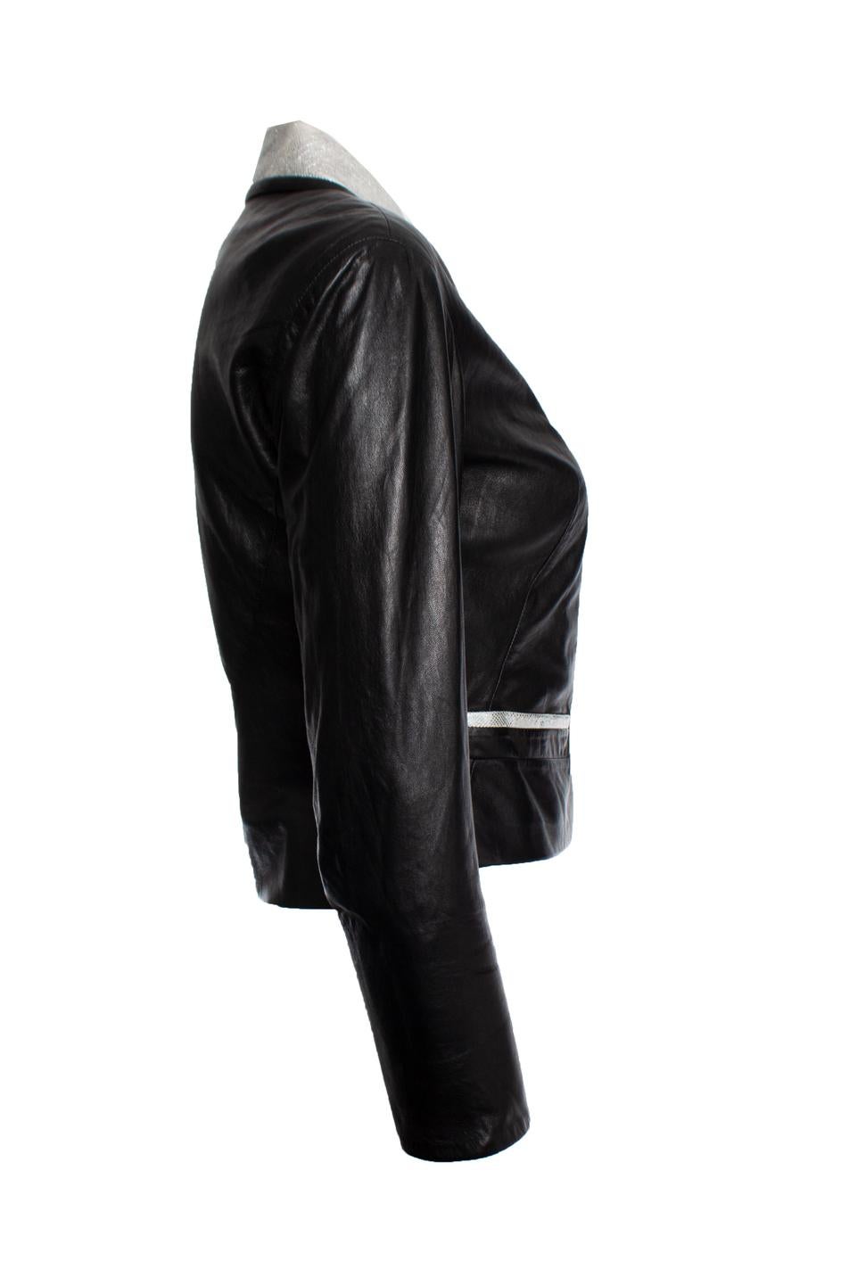 Chanel, leather jacket with silver collar 3