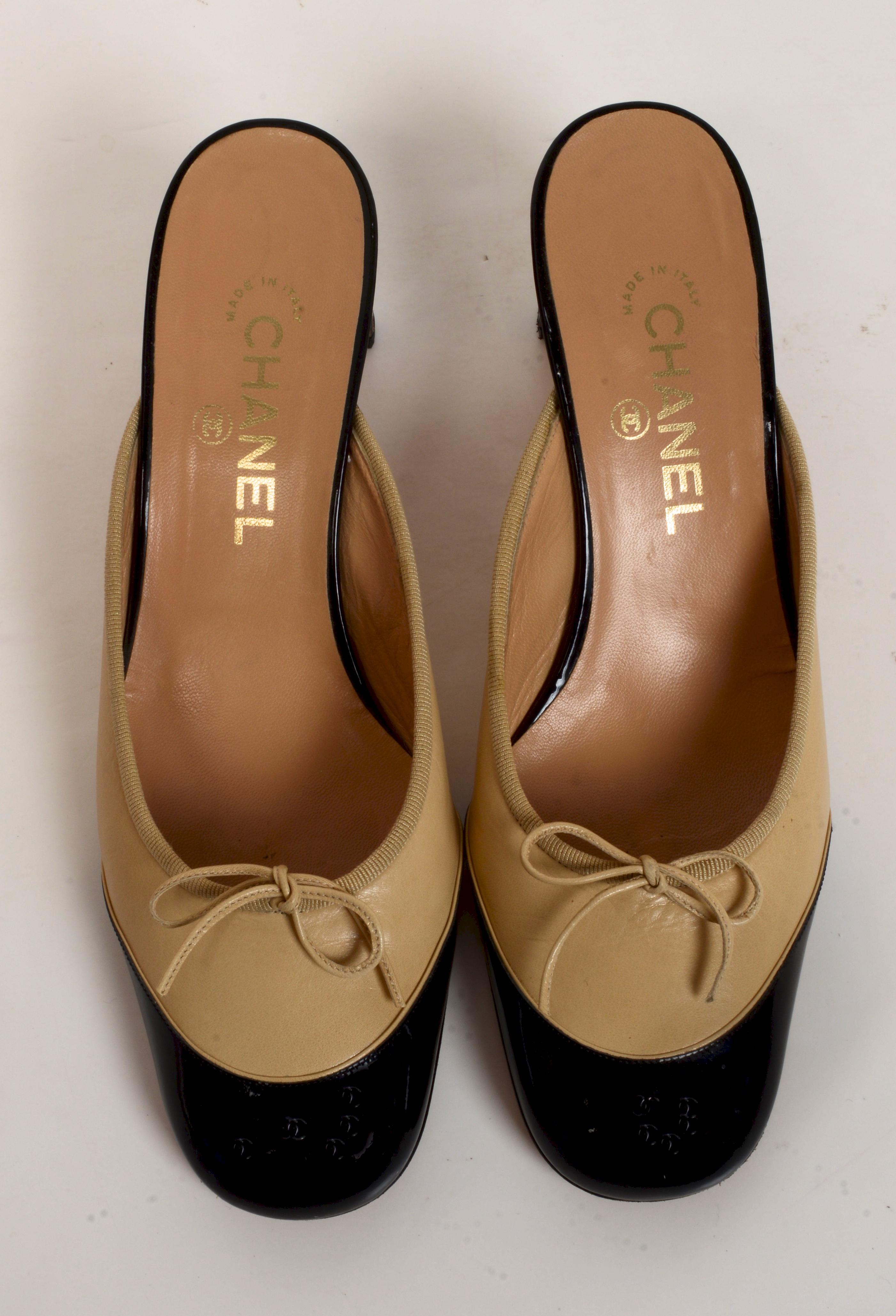 chanel black and beige shoes
