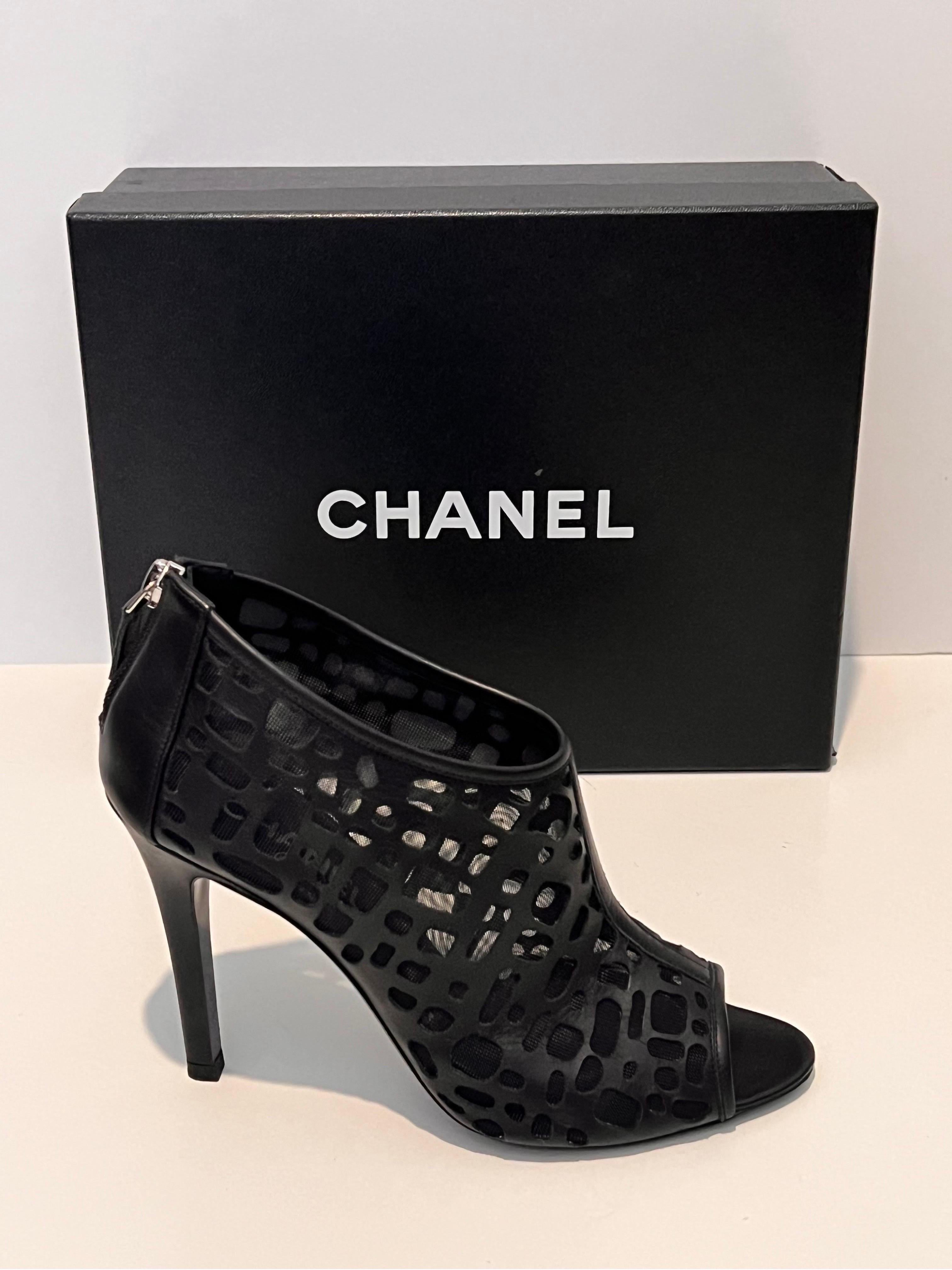 Chanel Leather open toe boots   In Good Condition In COLLINGWOOD, AU