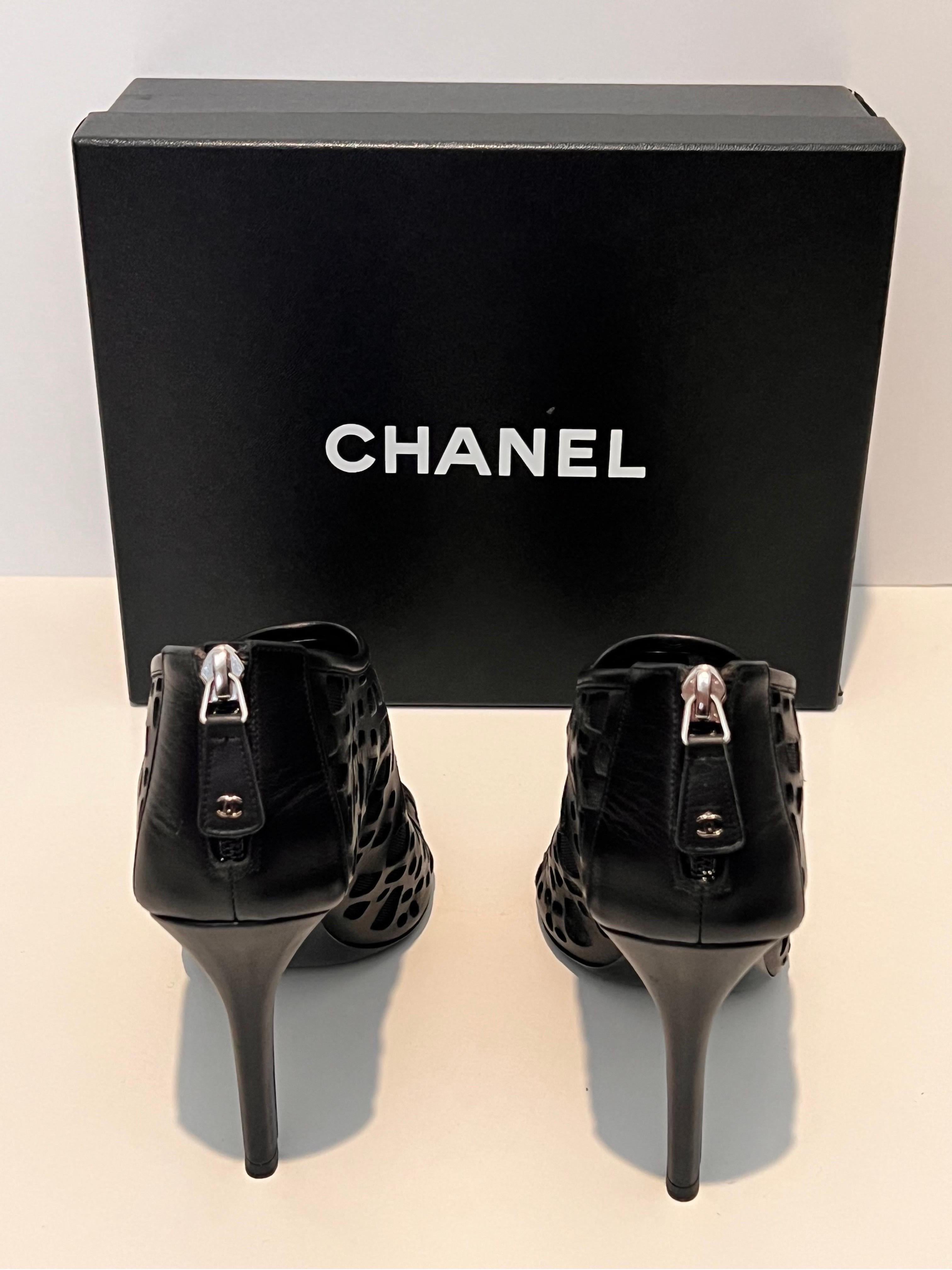 Chanel Leather open toe boots   2