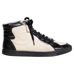 Chanel Leather Panelled CC Logo High Top Trainers Size IT 38