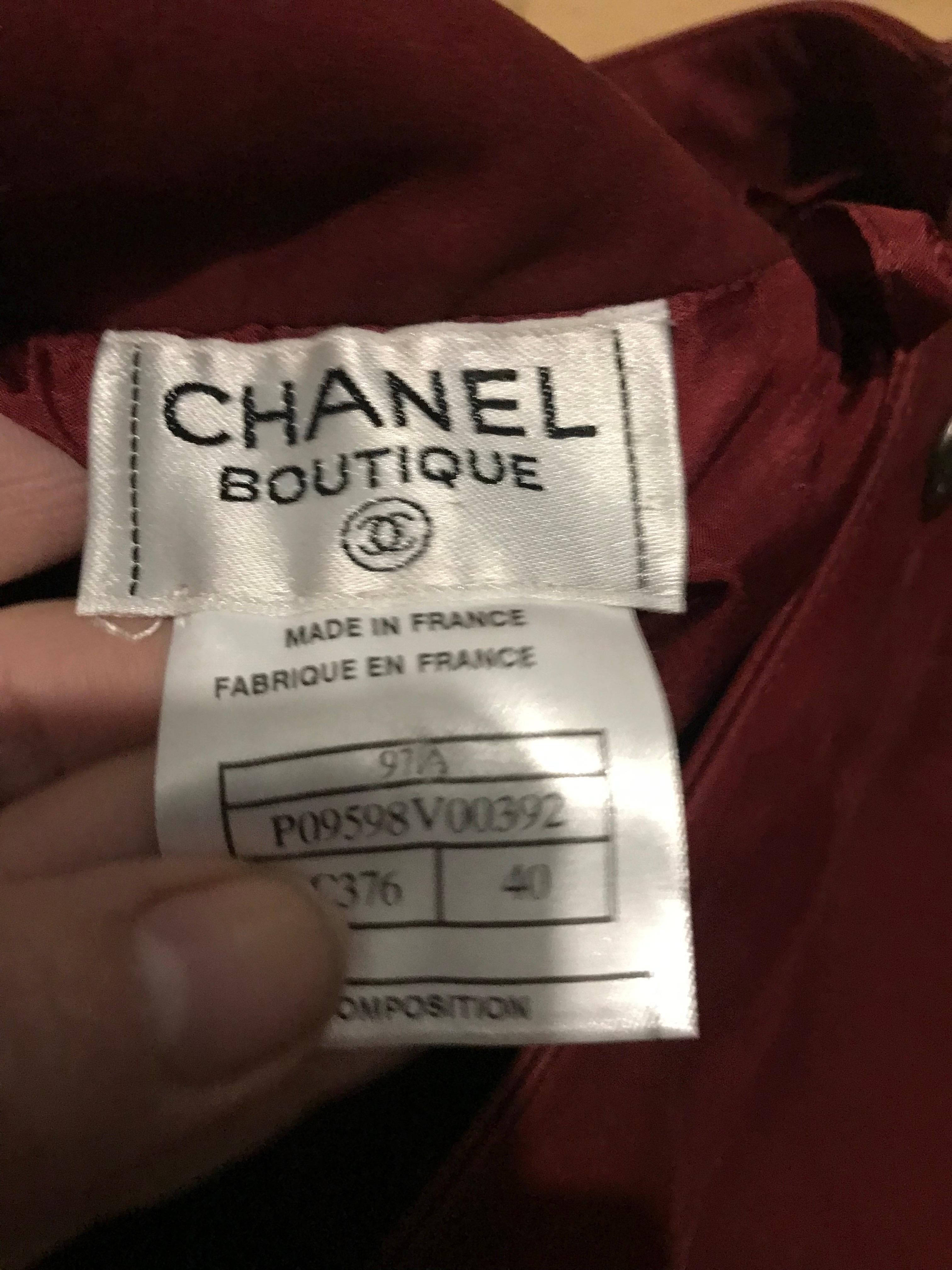 Pantaloni in pelle Chanel vintage 1998 in vendita 2