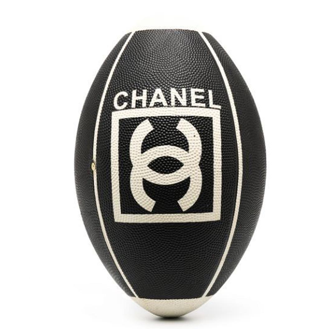 Black Chanel Leather Rugby Ball For Sale