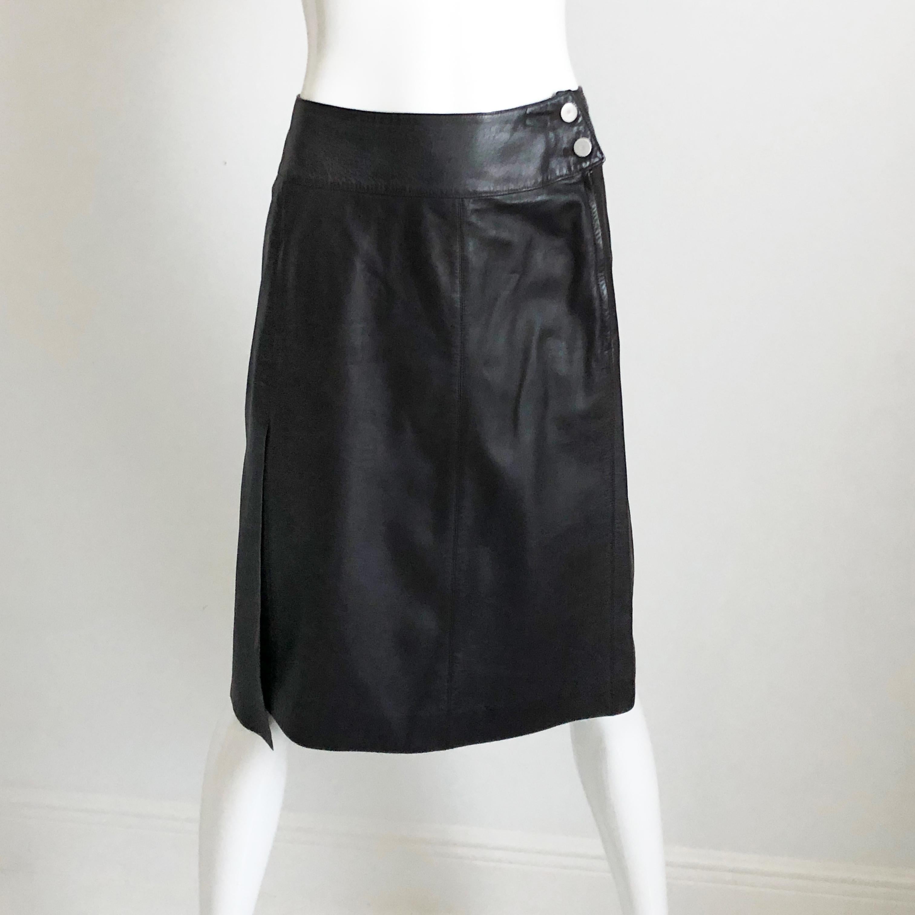 Chanel Leather Skirt Asymmetric Panel Lambskin Mocha Brown 99P Sz 36 For Sale 6
