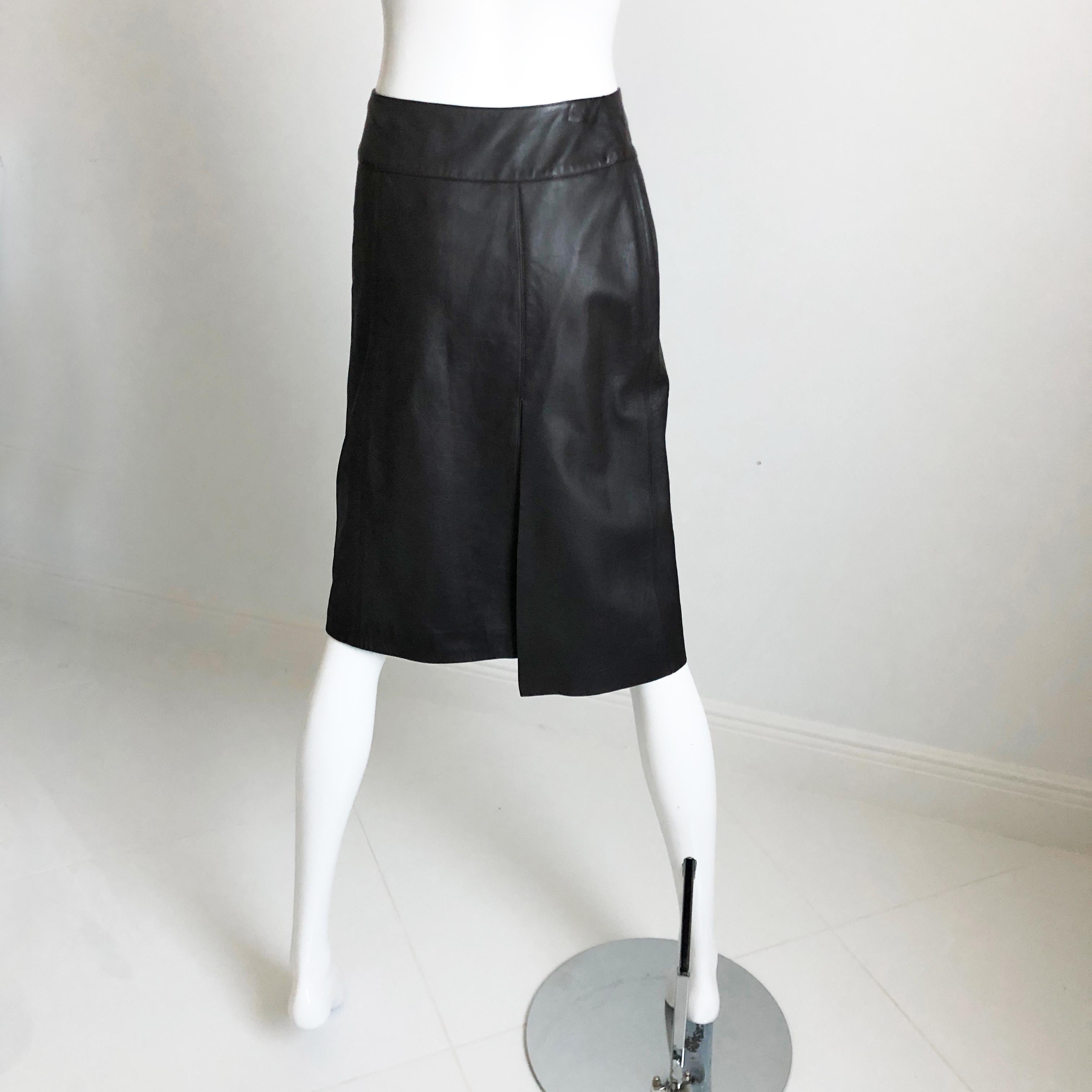 Chanel Leather Skirt Asymmetric Panel Lambskin Mocha Brown 99P Sz 36 For Sale 7
