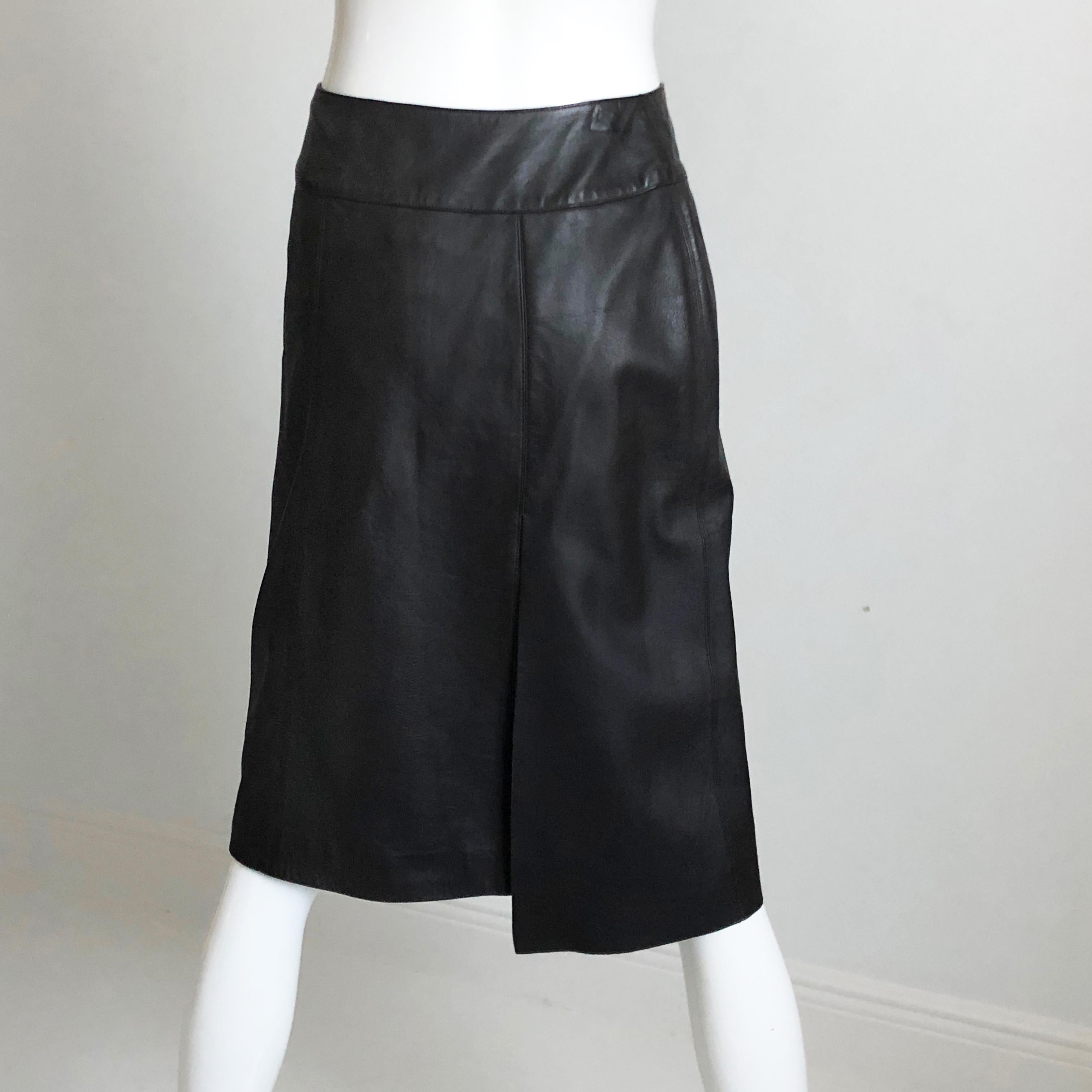 Chanel Leather Skirt Asymmetric Panel Lambskin Mocha Brown 99P Sz 36 For Sale 8