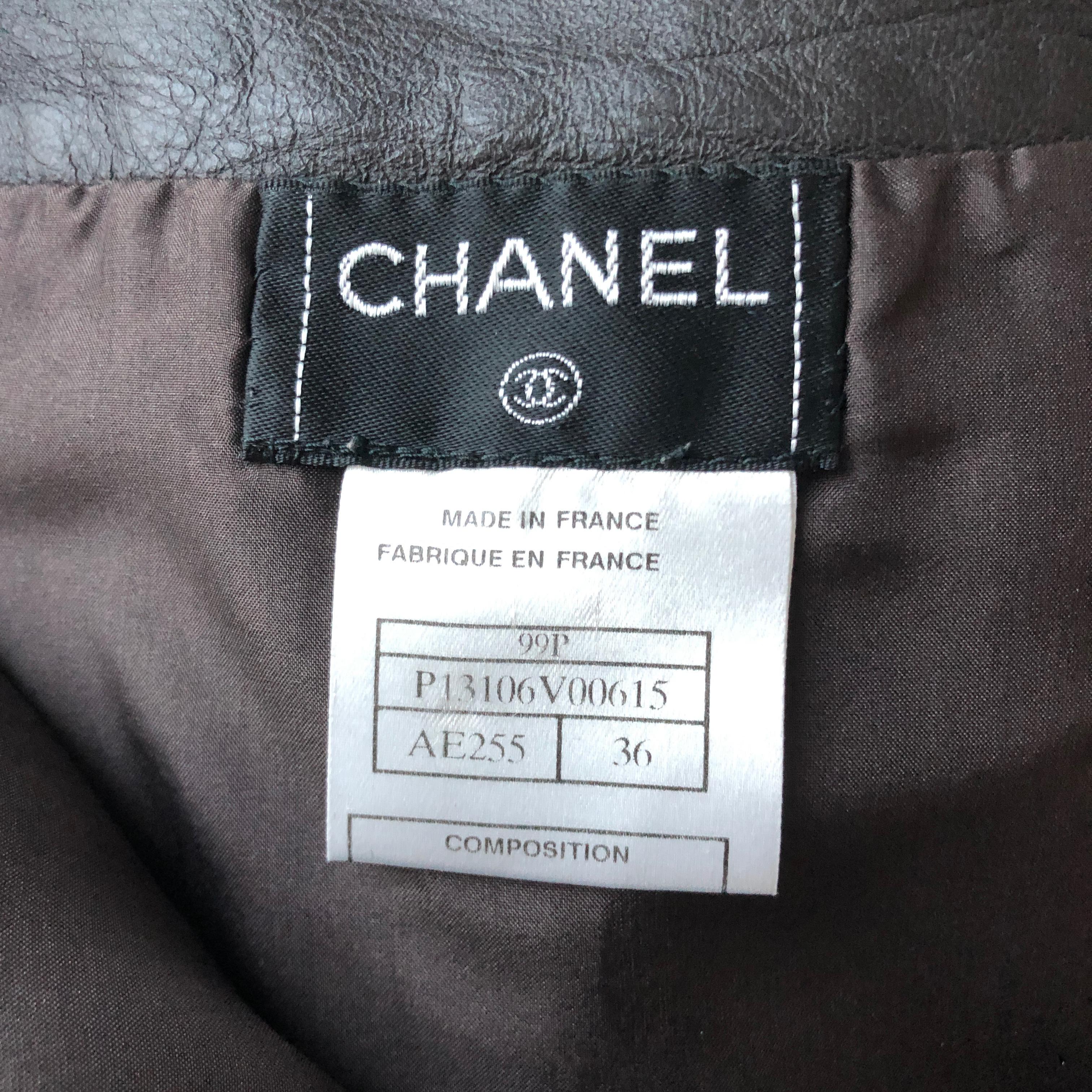 Chanel Leather Skirt Asymmetric Panel Lambskin Mocha Brown 99P Sz 36 For Sale 9