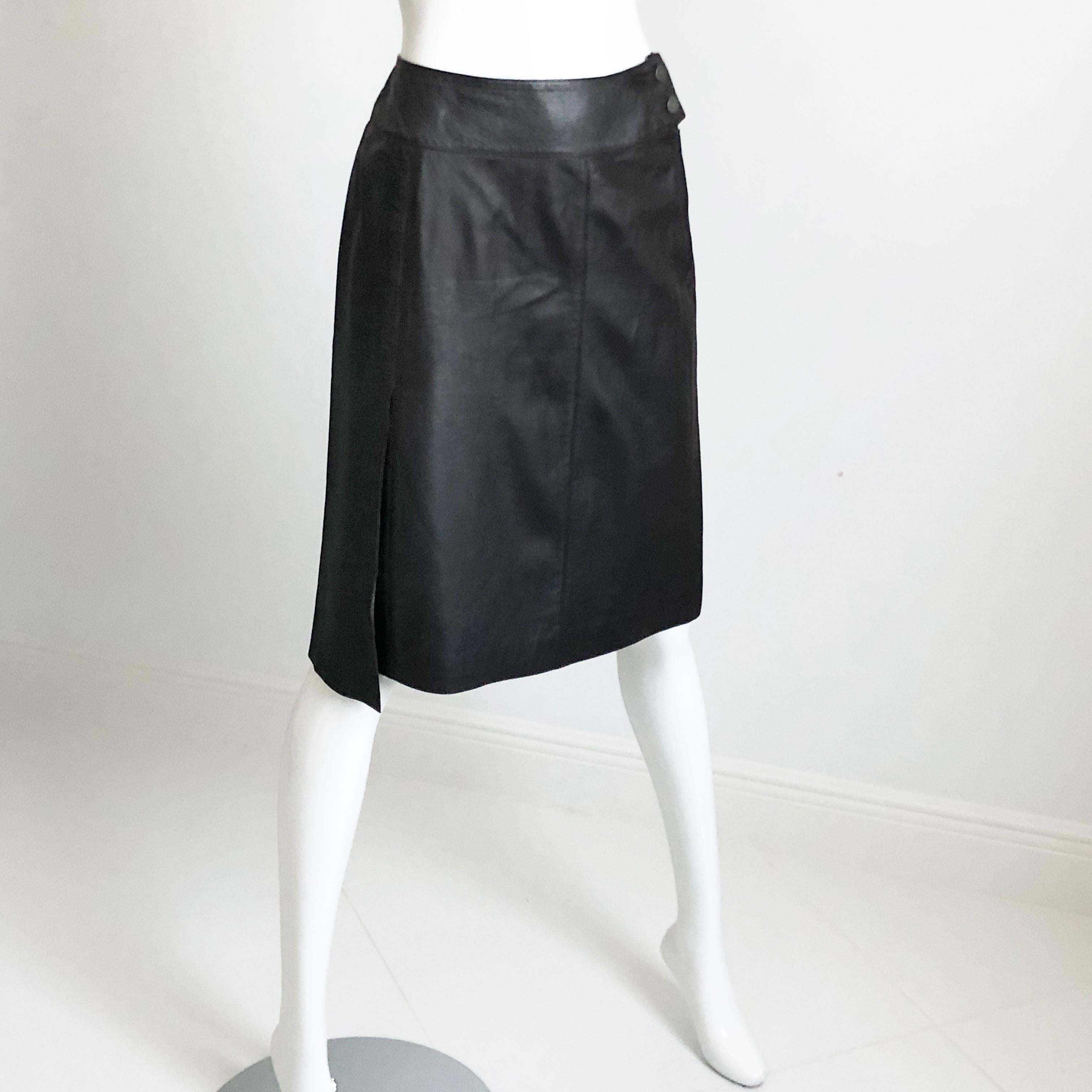 Women's Chanel Leather Skirt Asymmetric Panel Lambskin Mocha Brown 99P Sz 36 For Sale