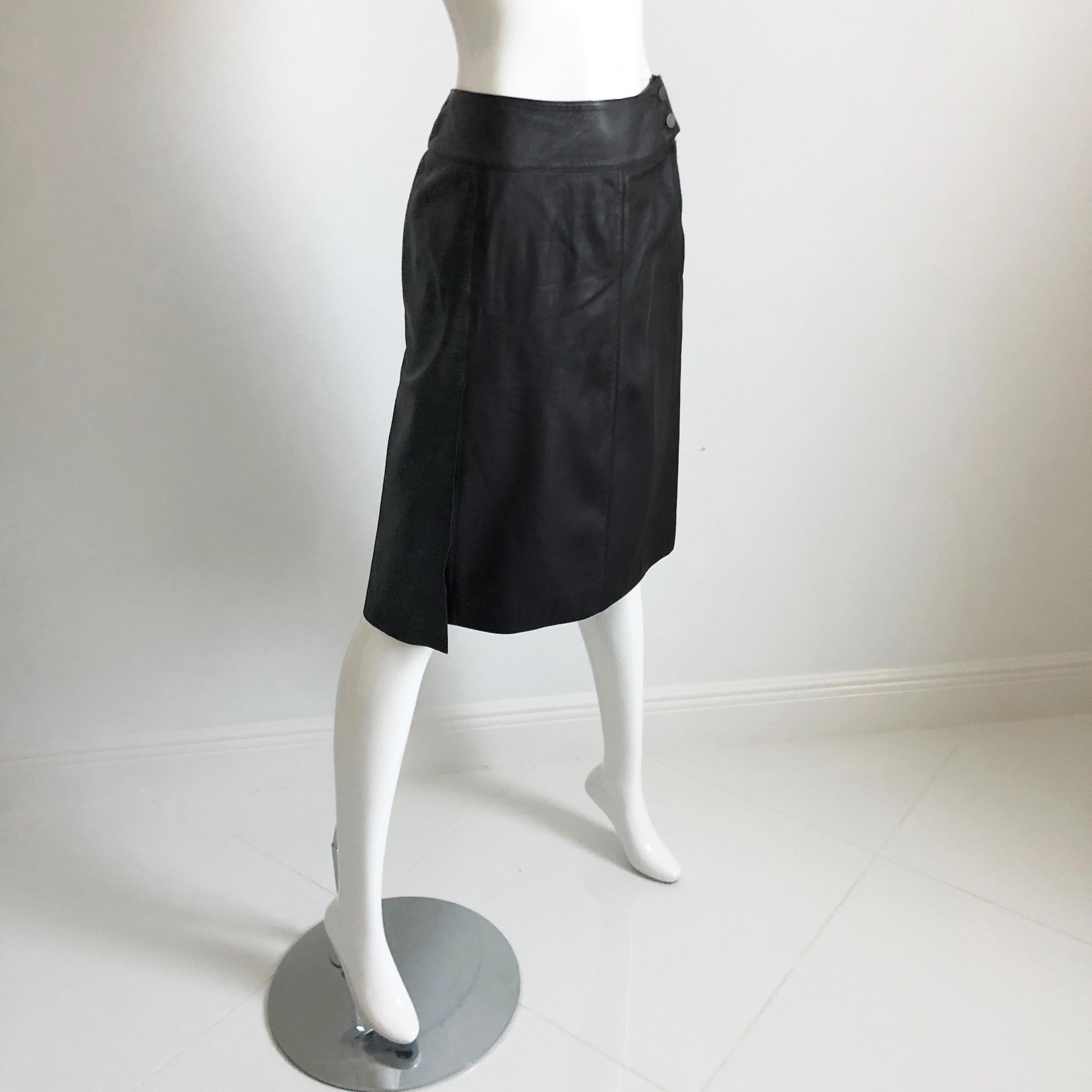 Chanel Leather Skirt Asymmetric Panel Lambskin Mocha Brown 99P Sz 36 For Sale 1