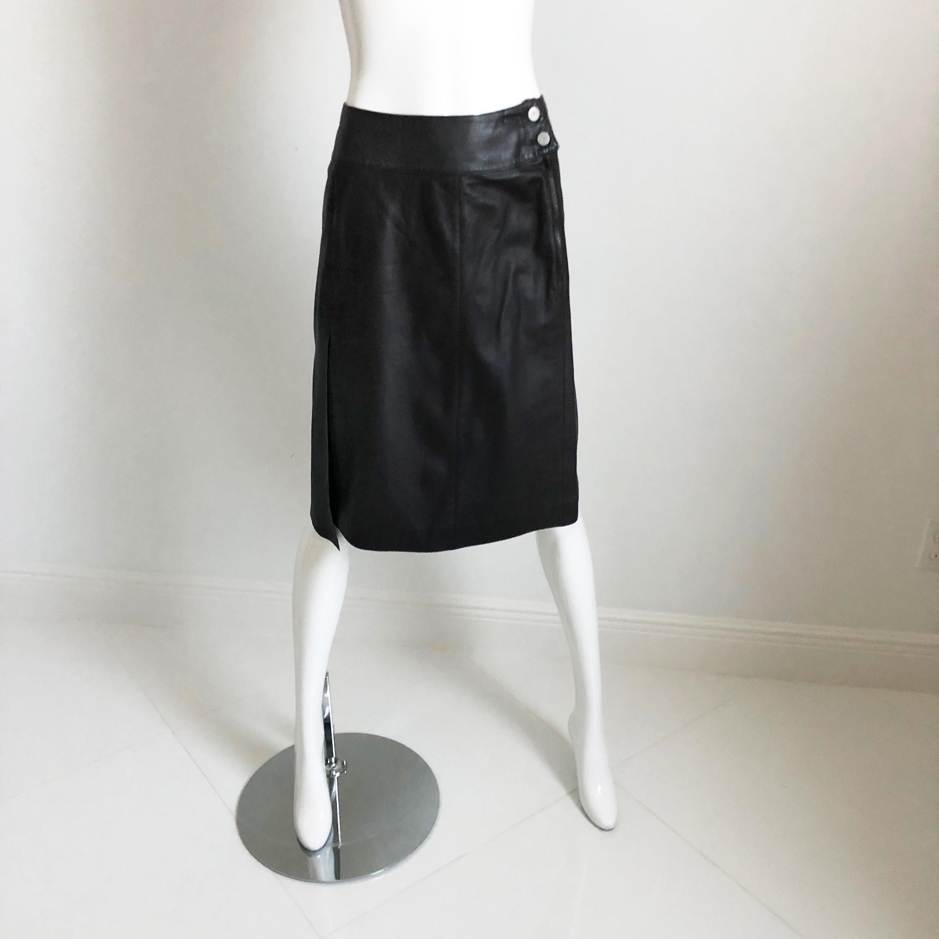 Chanel Leather Skirt Asymmetric Panel Lambskin Mocha Brown 99P Sz 36 For Sale 3