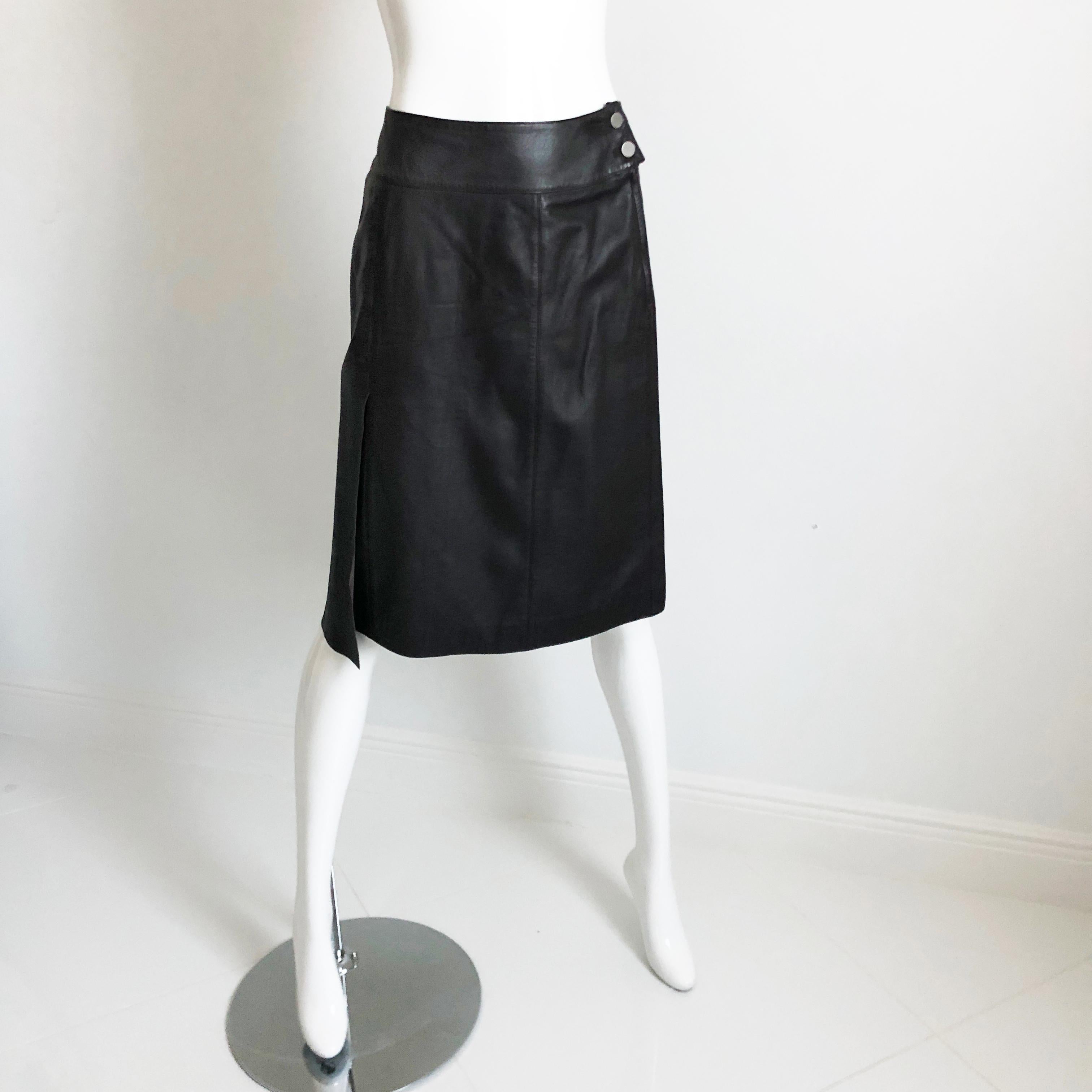 Chanel Leather Skirt Asymmetric Panel Lambskin Mocha Brown 99P Sz 36 For Sale 5