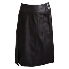 Chanel Leather Skirt Asymmetric Panel Lambskin Mocha Brown 99P Sz 36
