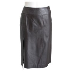 Chanel Leather Skirt Asymmetric Panel Lambskin Mocha Brown 99P Sz 36