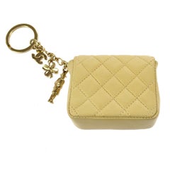 Chanel Leather Tan Nude Charm Belt Party Micro Mini Chain Flap Bag