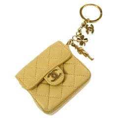 Chanel Leather Tan Nude Charm Belt Party Micro Mini Chain Flap Bag