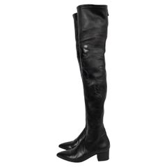 Chanel leather thigh high boots