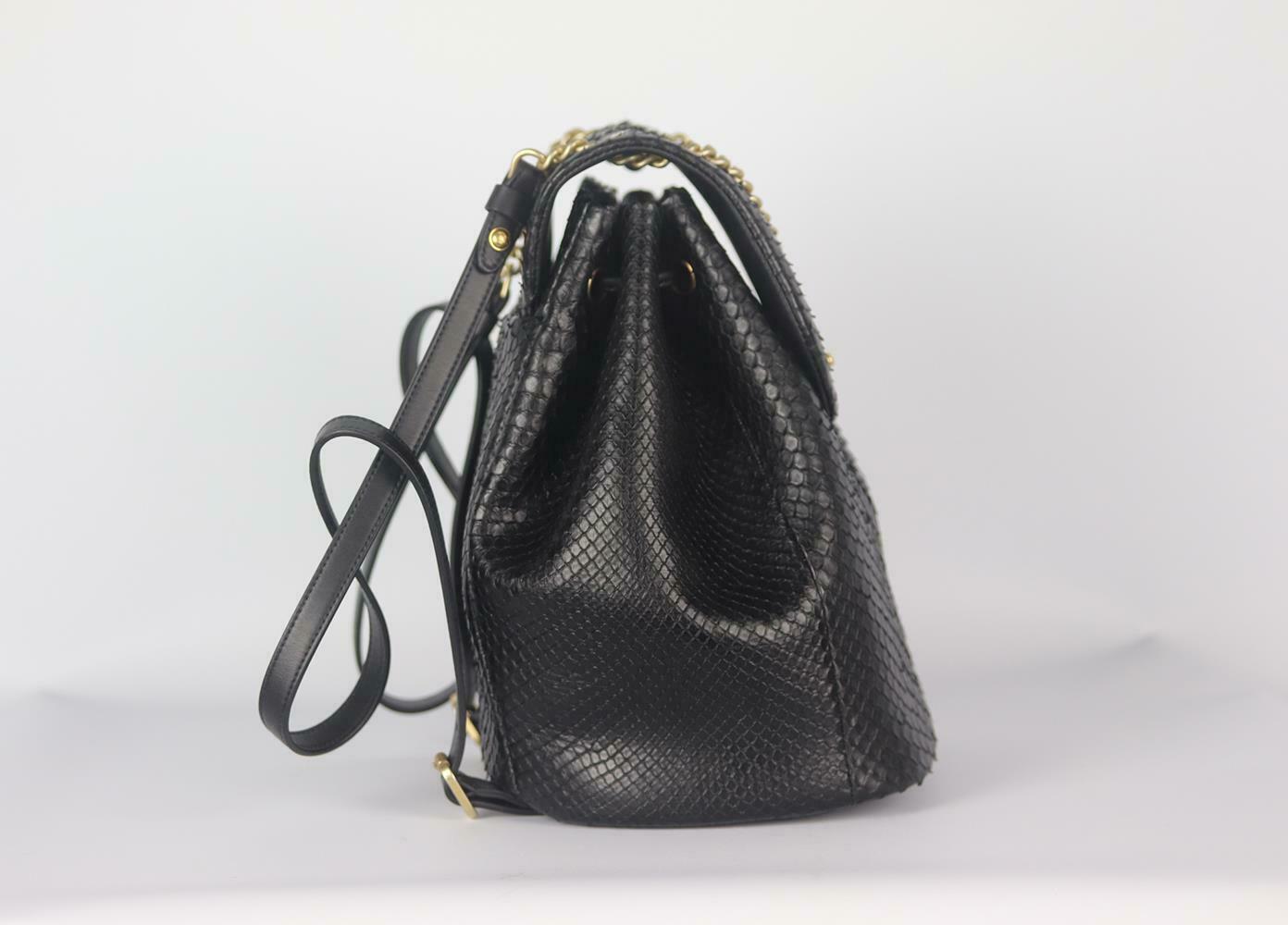 Chanel Leather Trimmed Python Backpack In Excellent Condition In London, GB