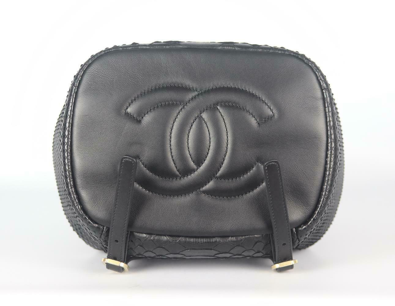 Chanel Leather Trimmed Python Backpack 1