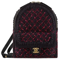 Chanel Leather Trimmed Wool Knitted Backpack