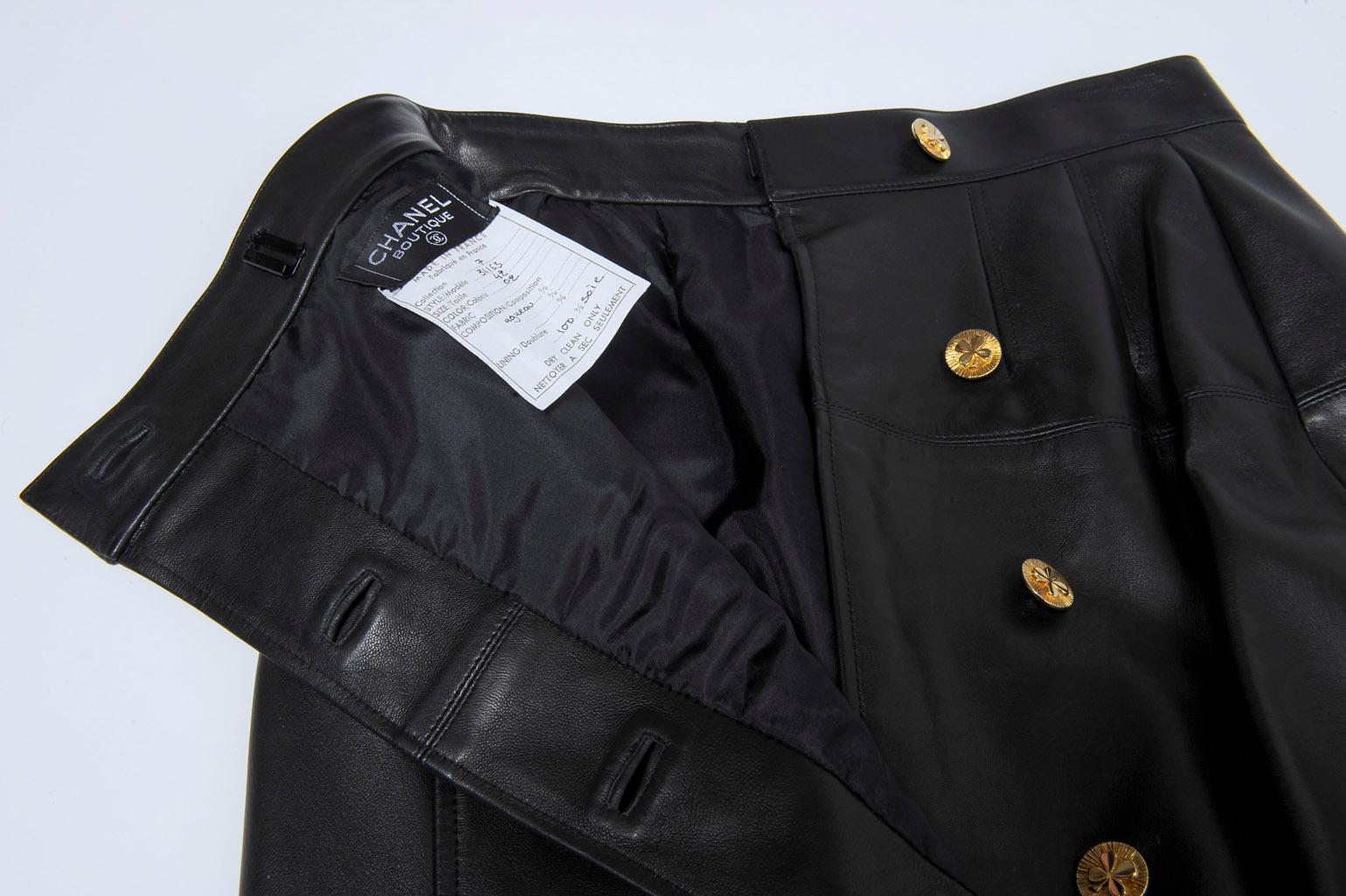 Chanel Leather Wrap Midi Skirt 7