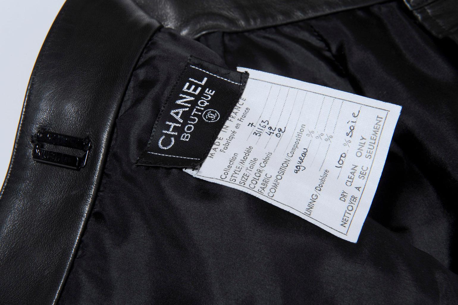 Chanel Leather Wrap Midi Skirt 8