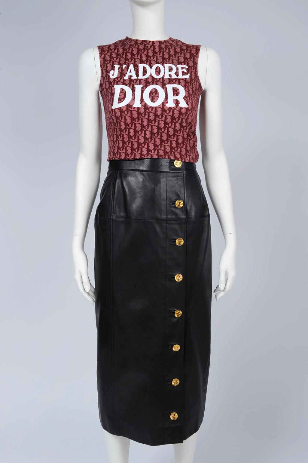 Women's Chanel Leather Wrap Midi Skirt