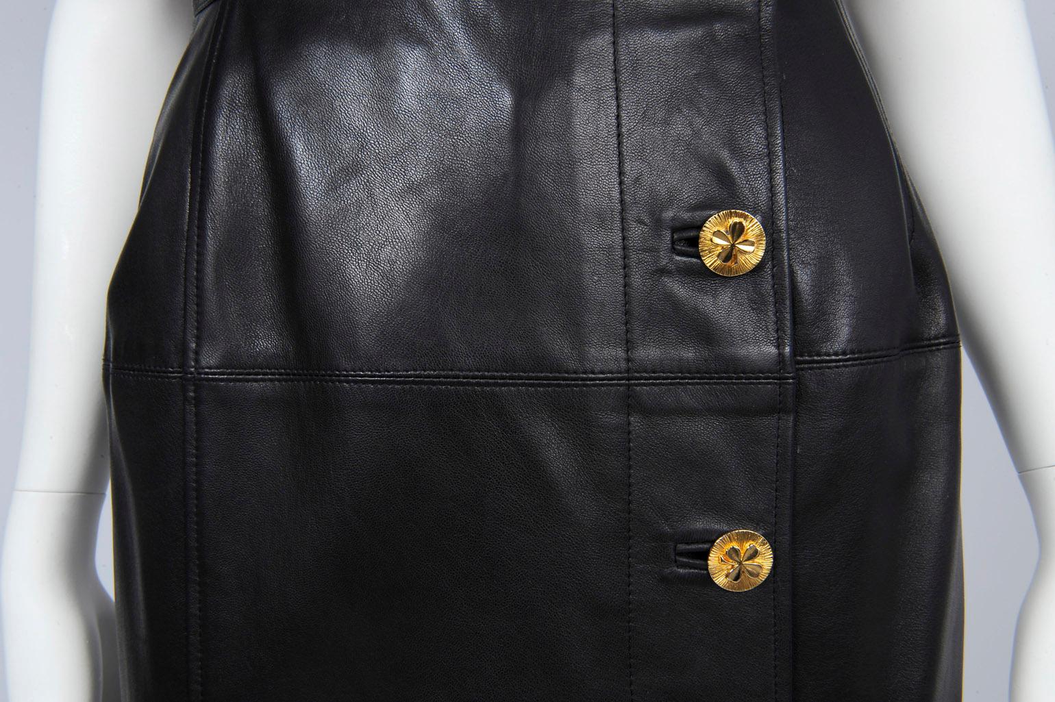 Chanel Leather Wrap Midi Skirt 1