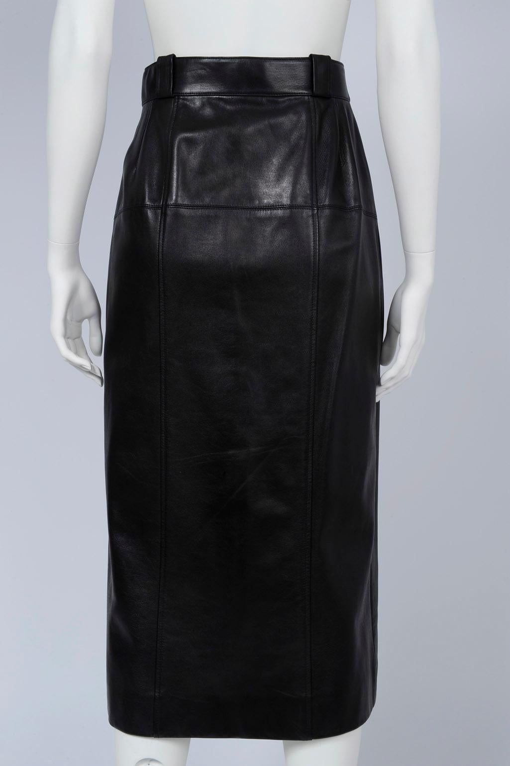 Chanel Leather Wrap Midi Skirt 5