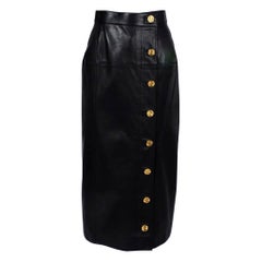 Chanel Leder-Wickel-Midirock
