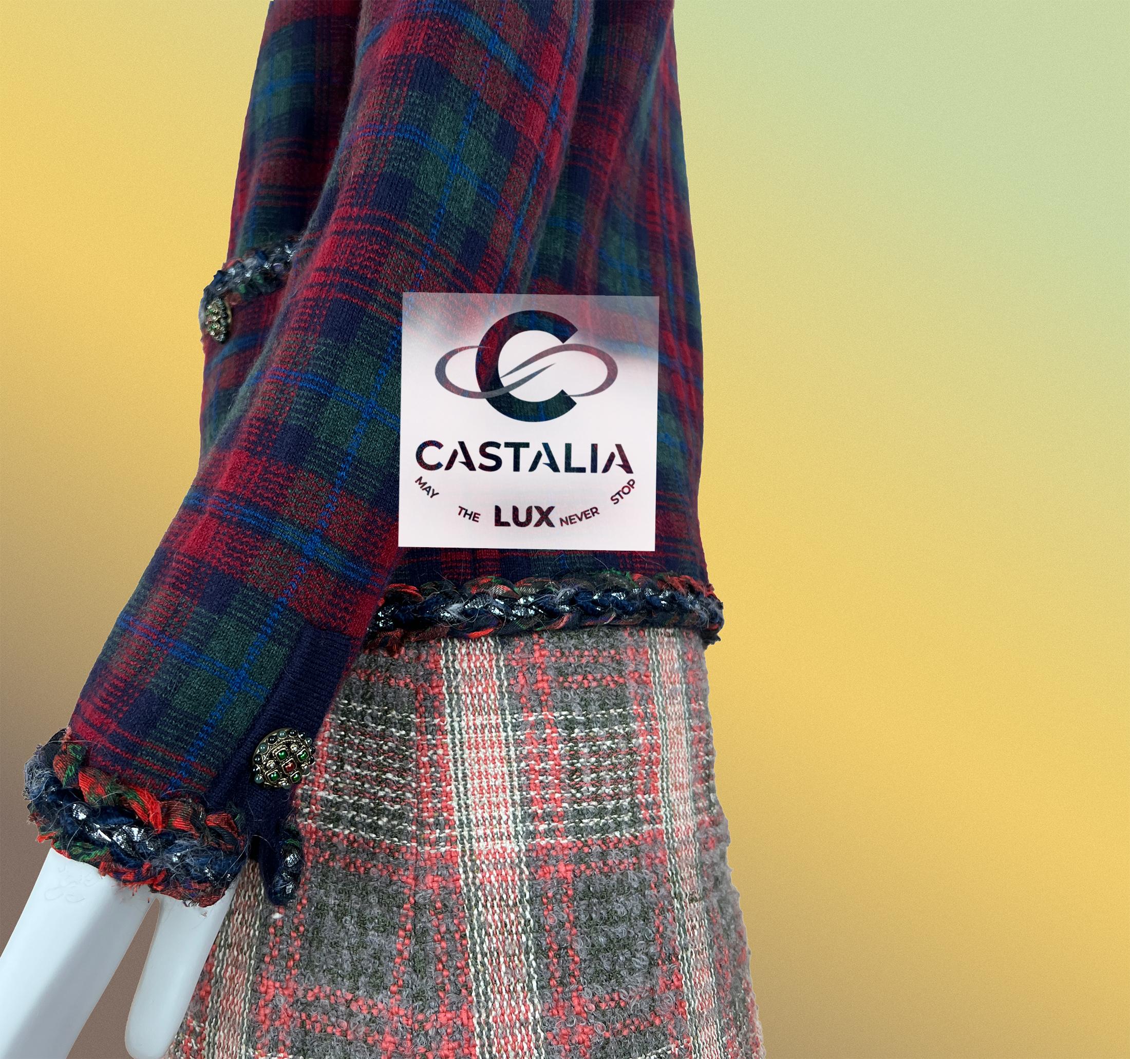 Giacca Chanel Legend Paris / Edinburgh in tartan rosso 34 FR in vendita 10