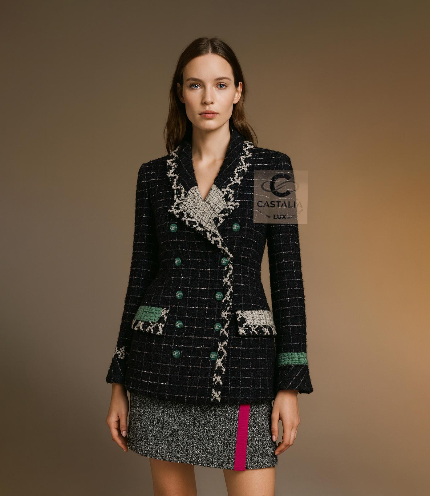 CHANEL Legendary 2009 Timeless Black Tweed Jacket 36 FR Unisexe en vente