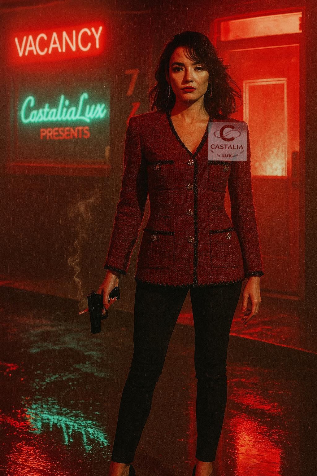 CHANEL Legendaria chaqueta de tweed burdeos 40 FR en venta 8