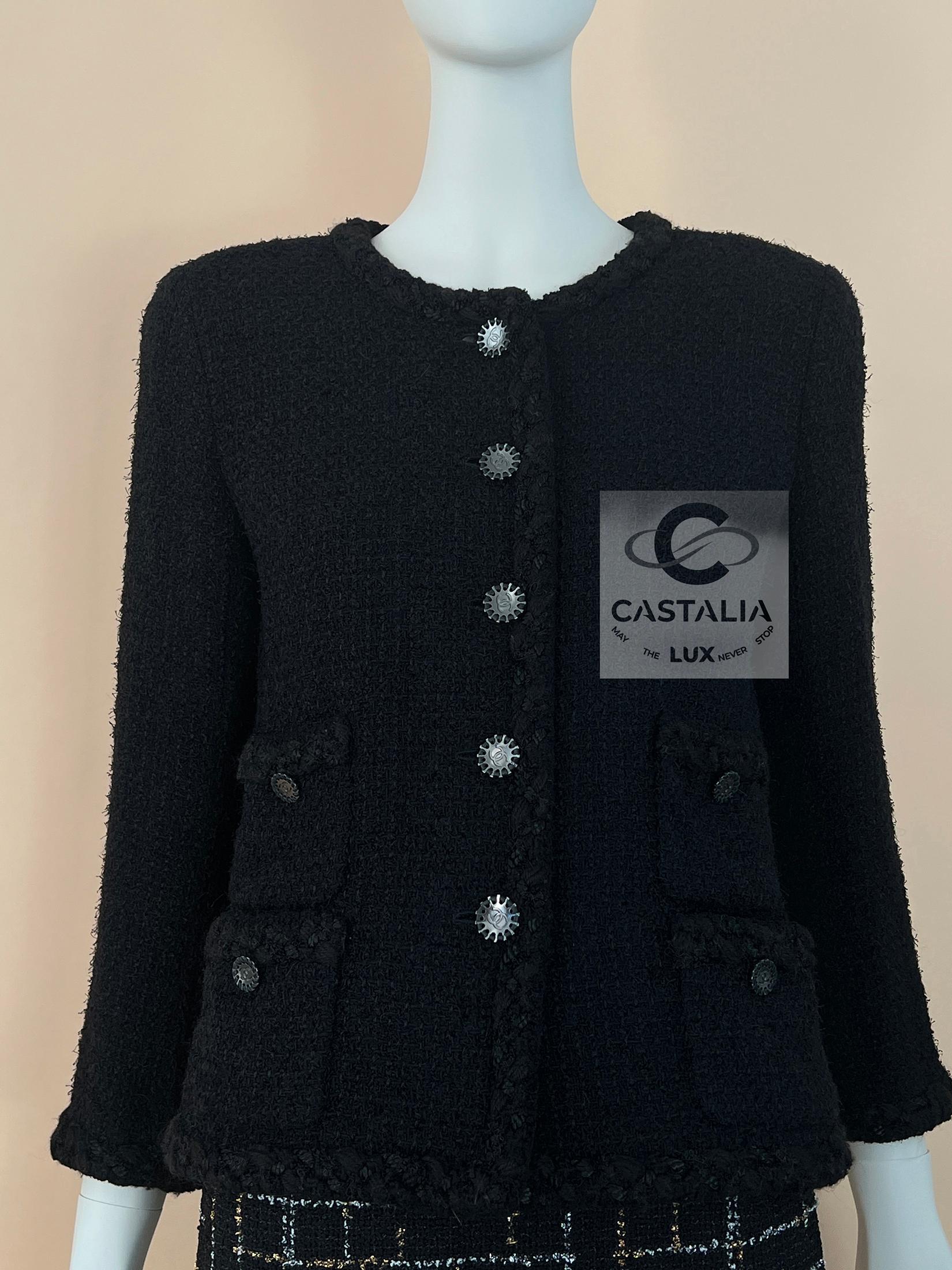 CHANEL Legendary ICON of Icons Black Tweed Jacket 36 FR en venta 5