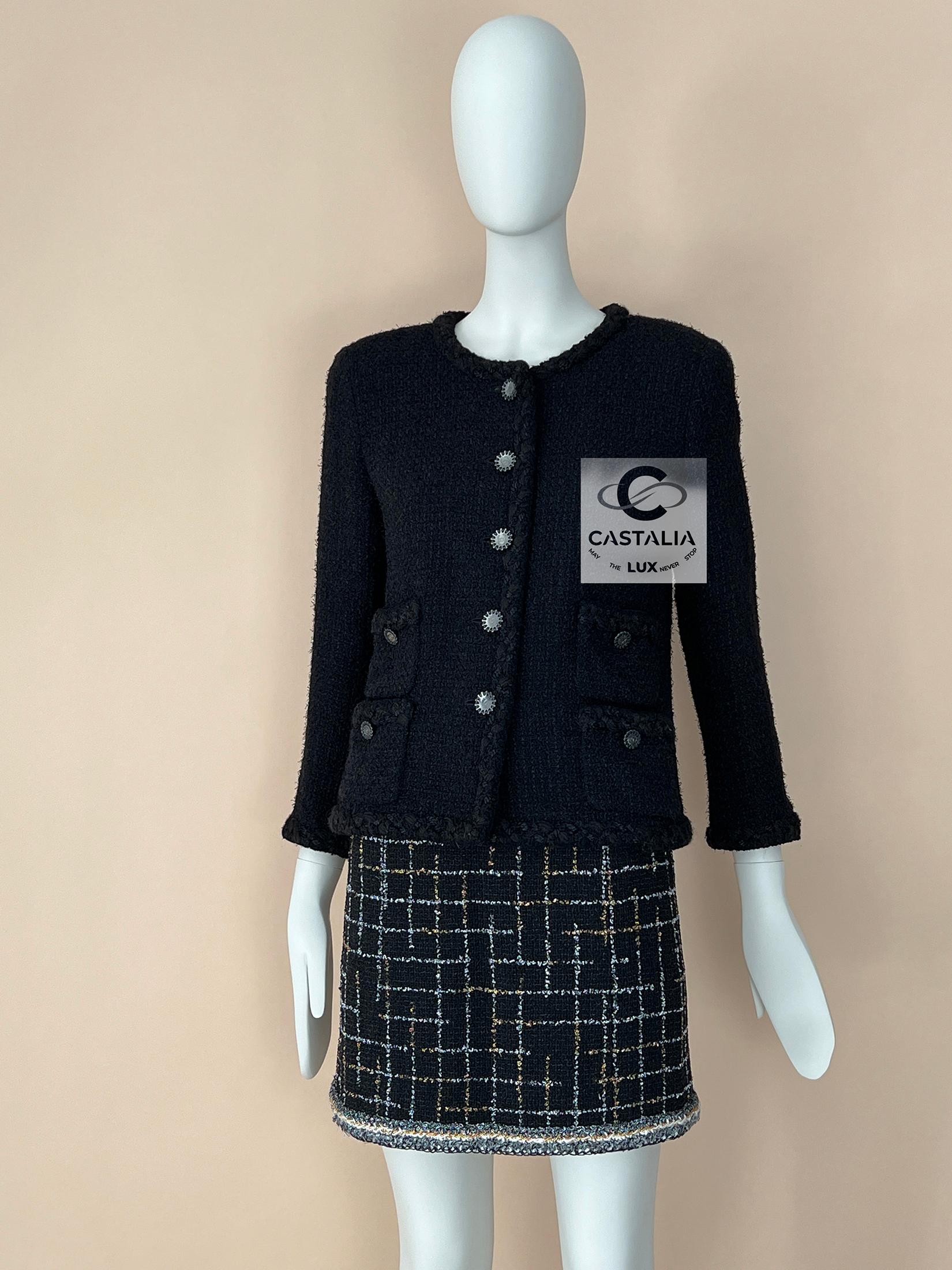 CHANEL Legendary ICON of Icons Black Tweed Jacket 36 FR en venta 6