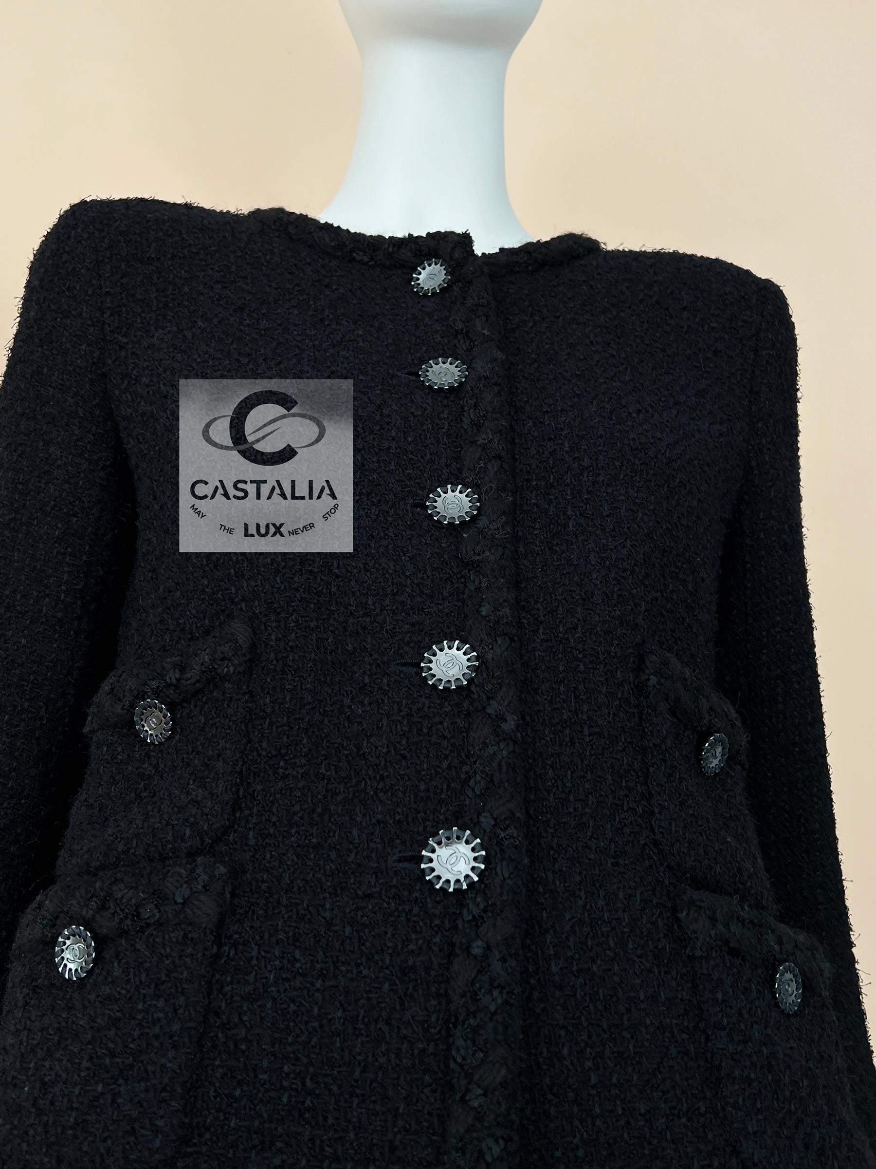 CHANEL Legendary ICON of Icons Black Tweed Jacket 36 FR en venta 7