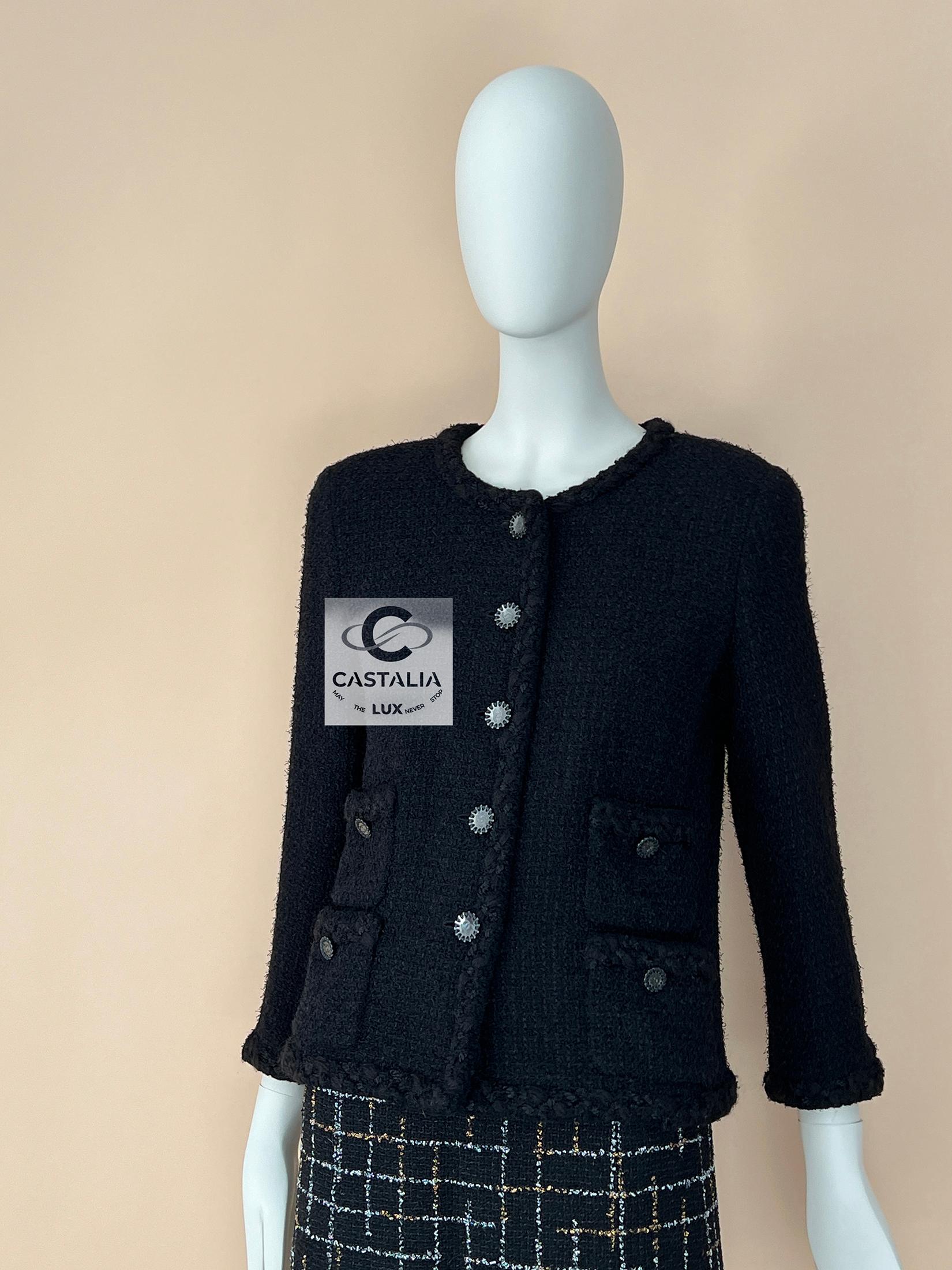CHANEL Legendary ICON of Icons Black Tweed Jacket 36 FR en venta 10