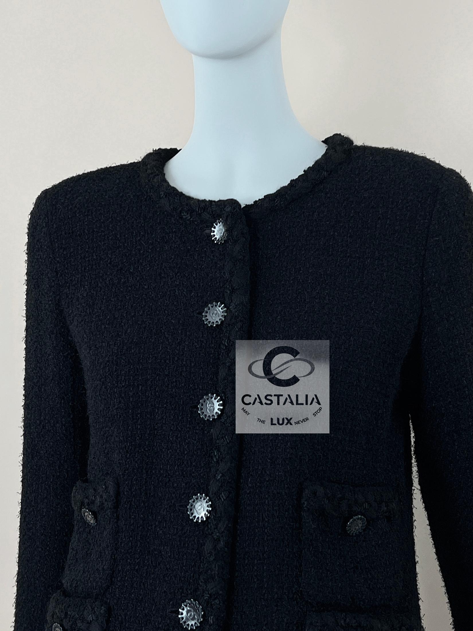 CHANEL Legendary ICON of Icons Black Tweed Jacket 36 FR en venta 11