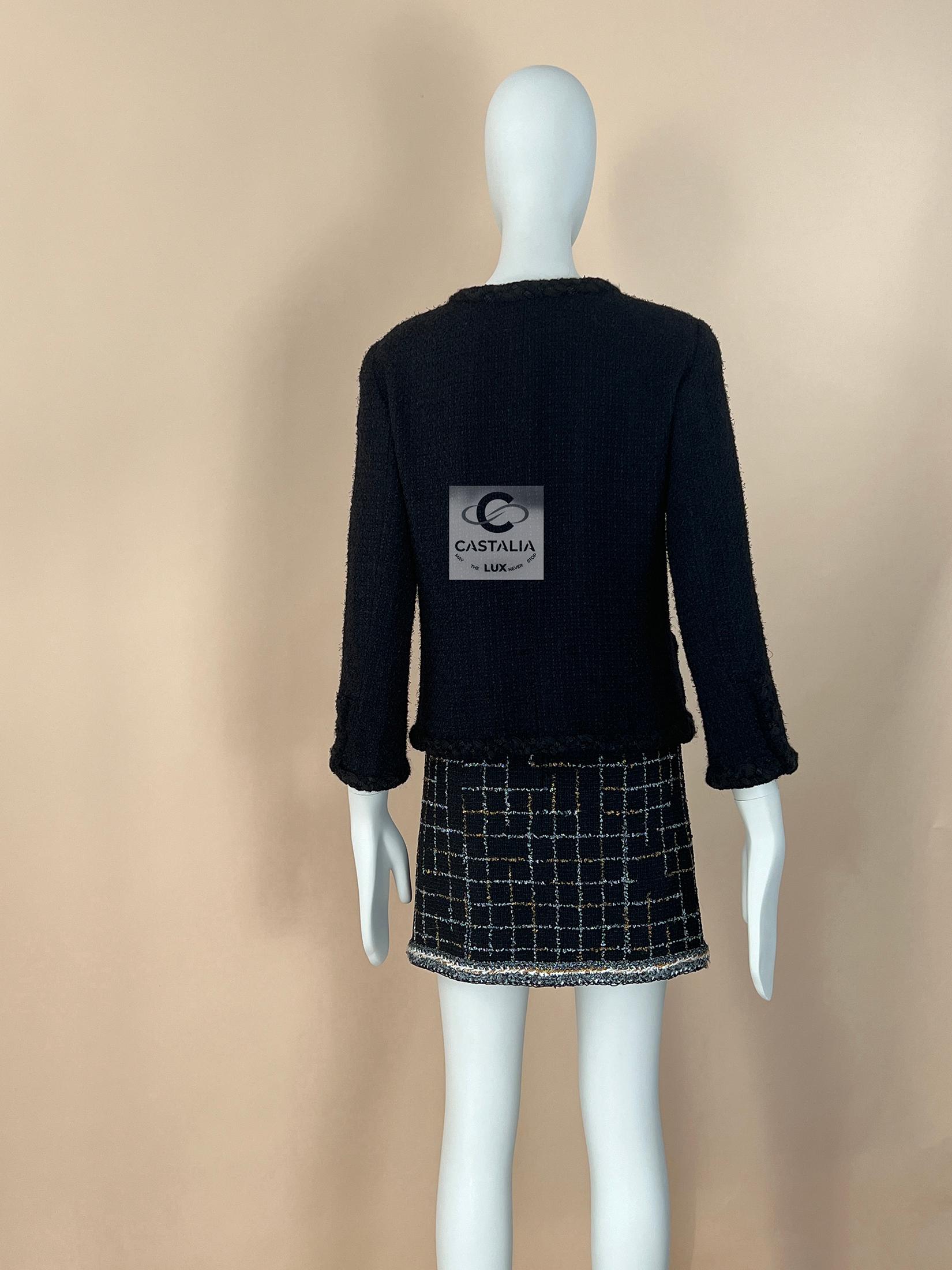 CHANEL Legendary ICON of Icons Black Tweed Jacket 36 FR en venta 13