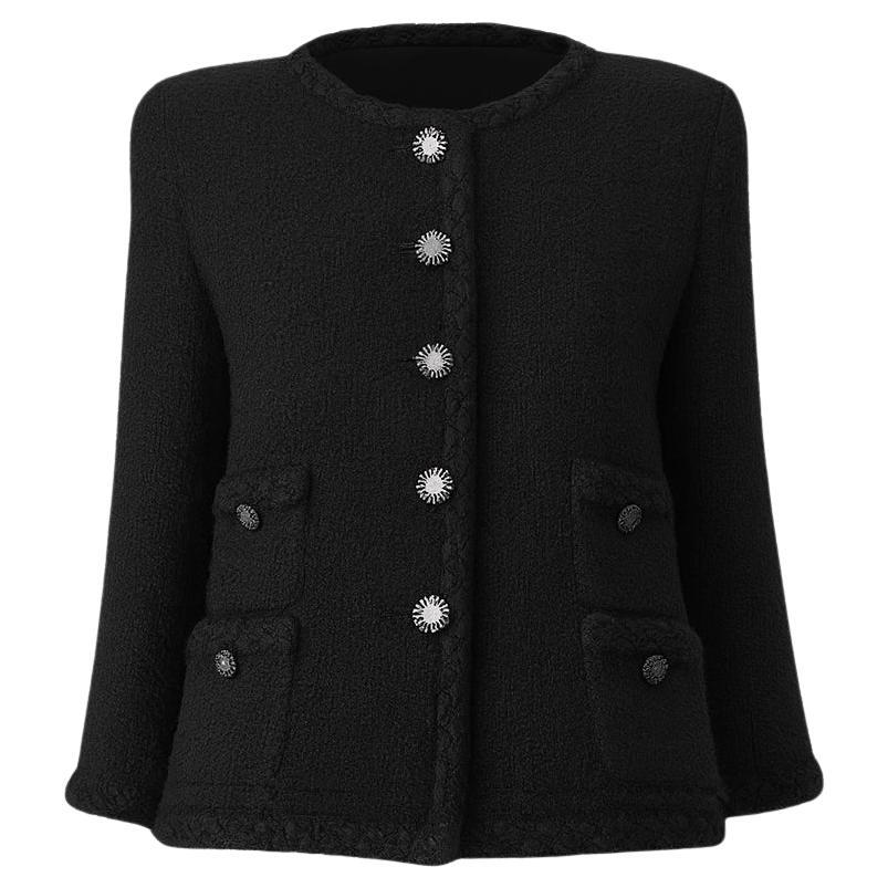 CHANEL Legendary ICON of Icons Black Tweed Jacket 36 FR