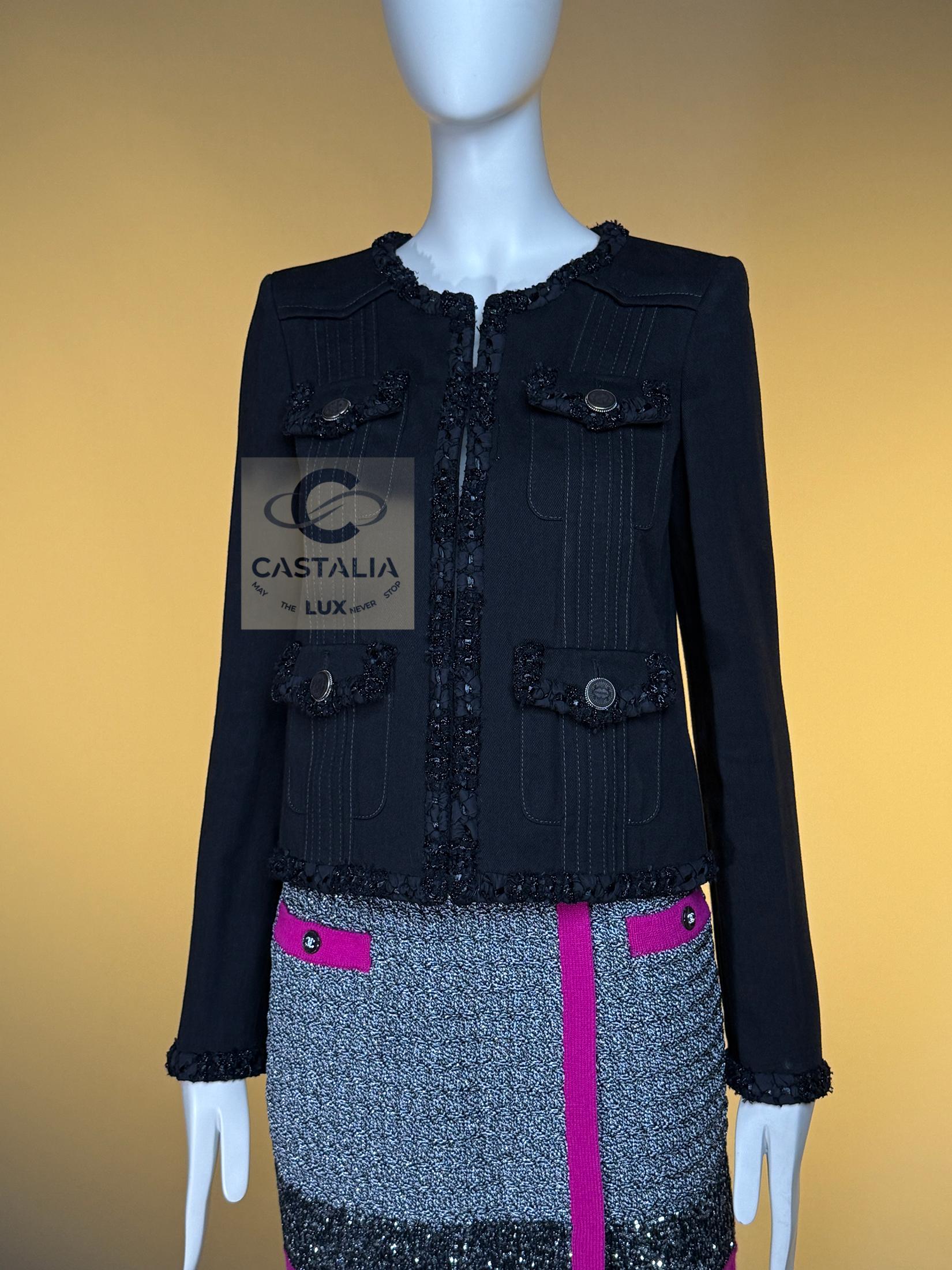 CHANEL Legendaria París / Cuba Chaquetita negra 34 en venta 5