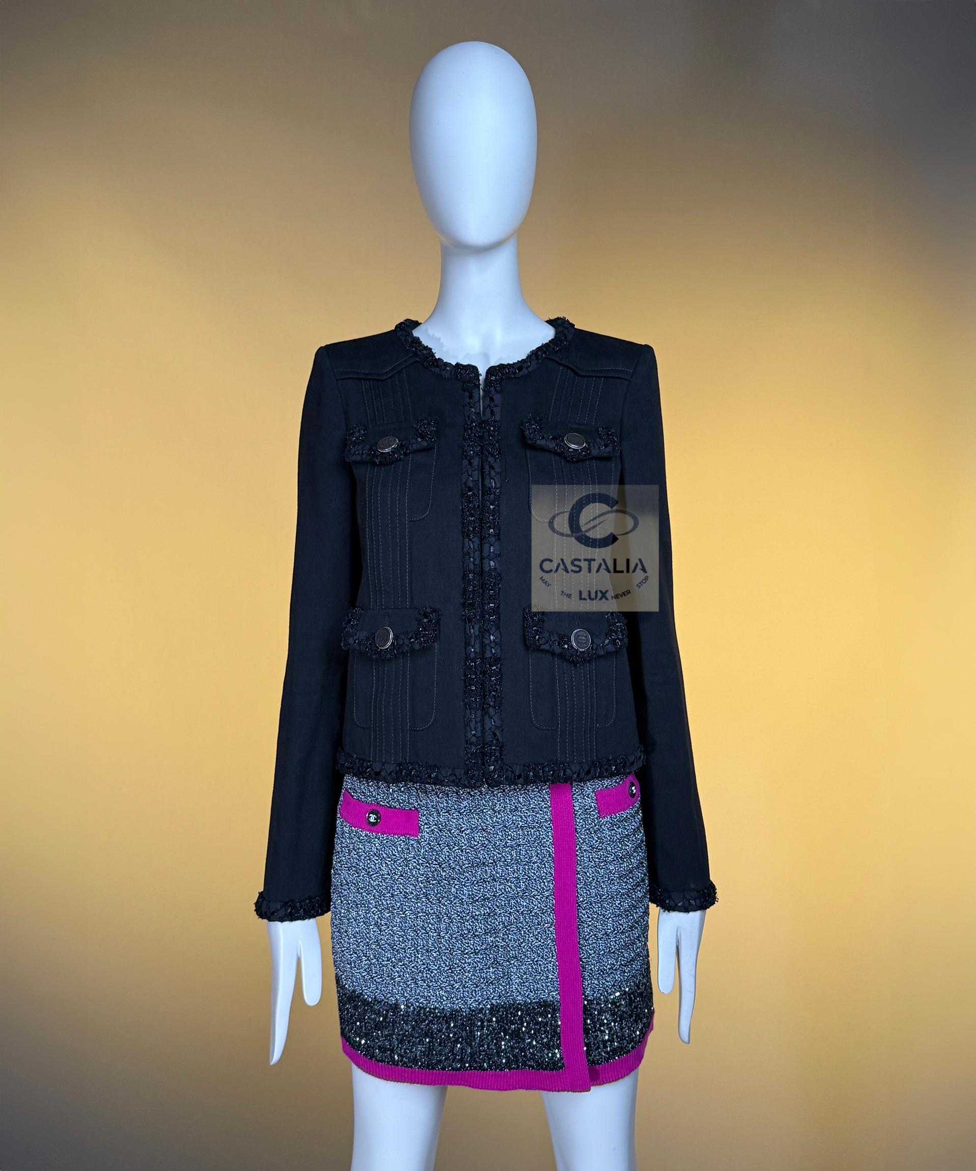CHANEL Legendaria París / Cuba Chaquetita negra 34 en venta 10